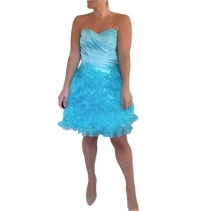 Jovani Strapless Blue Dress
